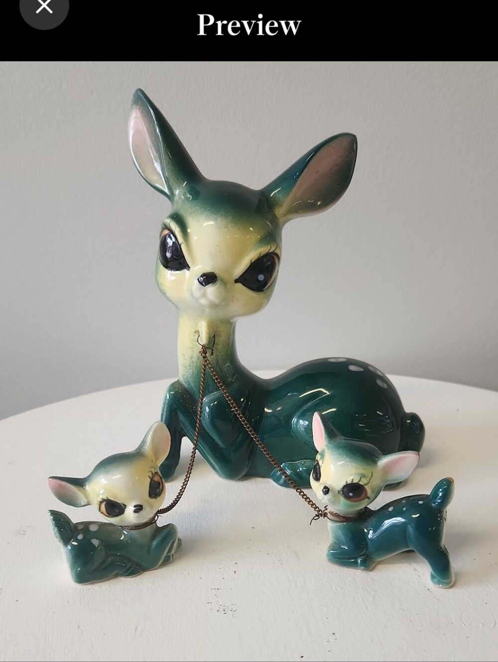RARE TEAL Deer And Fawn Ceramics